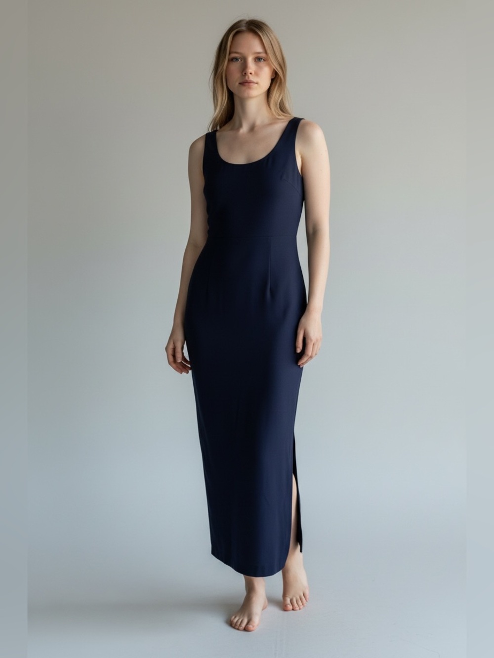 Vintage 90s Jaclyn Hart Navy Sleeveless‎ Dress – Size 16